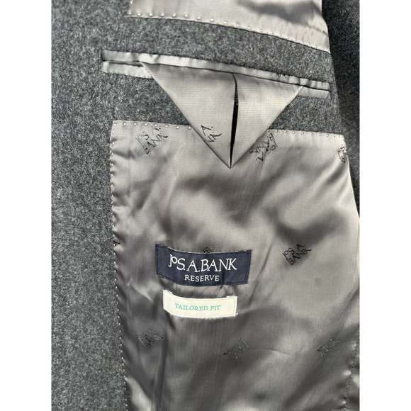 Jos A Bank Reserve Tailored Fit Blazer 46L Gray Wool Cashmere Luxury Sport Coat - Picture 6 of 8